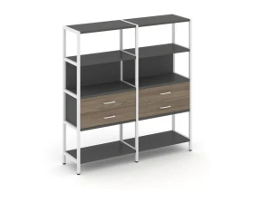 Двухсекционный стеллаж четырехярусный с ящиками 1590х400х1613 Шелф Систем / Shelf System images