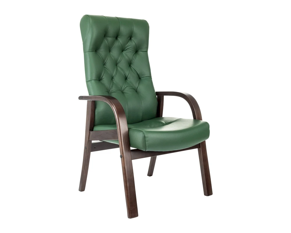 Кресло Бюрократ T-9928WALNUT-CF Натуральная кожа, Зеленый