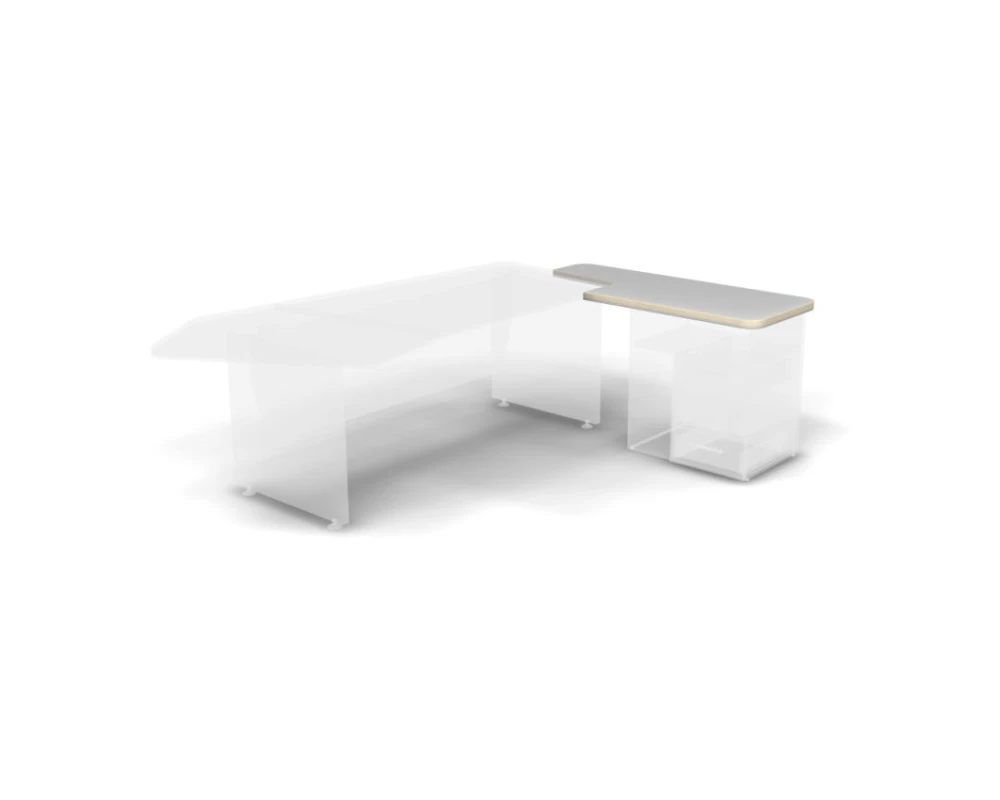 Топ тумбы приставной, правый 140х58х3,8 Smartex Белый премиум/Акация светлая