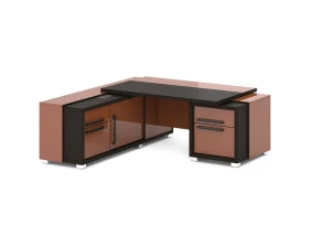 Стол с тумбой и греденцией (беспроводная зарядка, 2xUSB, розетка) 2070х2016х750 Грейс / Grace images